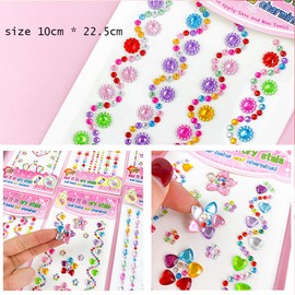 10 Sheets Eye Face Body Gems Jewels Rhinestone Temporary Tattoo Stickers Self Adhesive for Rainbow Makeup (Colorful)