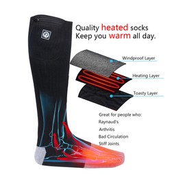 SAVIOR HEAT Heated Socks Men Women Battery Sock for Cold Feet Thermal Electric Socks for Camping Winter Footwarmers