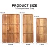 16"x10" Large Wooden Serving Tray with Dividers Fruit Platter for