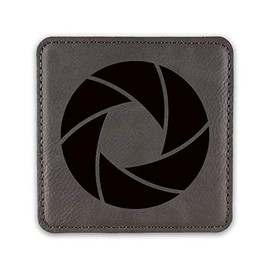 Camera Aperture Drink Coaster Leatherette Coasters Digital DSLR - Grey - Set of Six Coasters