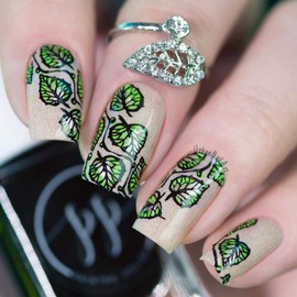 Whats Up Nails - Stamping Starter Kit (B021 Autumn Tales, Go for Gild Polish, Magnified Stamper)