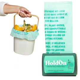 HoldOn 4-Gallon Trash Bags – Heavy-Duty and Compostable, Small Kitchen Bags for Kitchen Bin (50 bags)