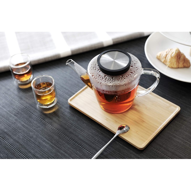 modernes Bambus Serviertablett rechteckig 25 x 17.5 cm für Tee