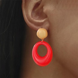 Cybche Vintage Acryl Kreis Baumeln Ohrringe Acryl Rot Oval Ohrringe Acryl Großen Kreis Ohrringe Runden Harz Ball Ohrstecker Geometrische Hohlen Reifen Ohrringe Schmuck Für Frauen