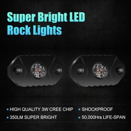 4WDKING Red LED Rock Lights, 2 Pods IP68 Waterproof Underbody Glow Trail Rig Lamp LED Neon Lights for Truck Jeep Off Road Truck Car Boat ATV SUV Motorcycle