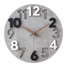 Sinsoledad 30 cm Large Wall Clock Without Ticking Noises Modern Wood 3D Wall Clocks for Living Room Bedroom Kitchen (Grey)