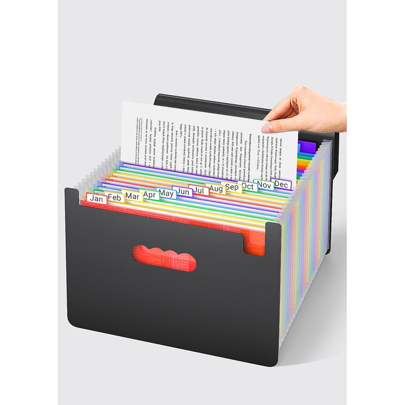 Vanulee 25 Pockets File Organiser Box File Folder,Document Organiser Concertina