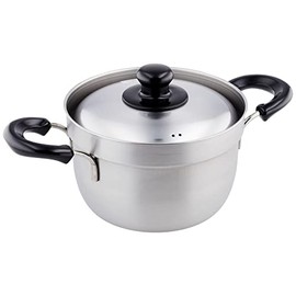 Wahei Freiz Tsubame Sanjo Spill-Resistant Double-Handled Pot, 18 cm, with Lid, Stainless Steel, Compatible with IH and Gas, Tsubame (Enzo) EM-008