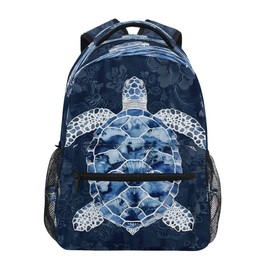 School Backpack Blue White Sea Turtle Teens Girls Boys Bookbags Travel Schoolbag