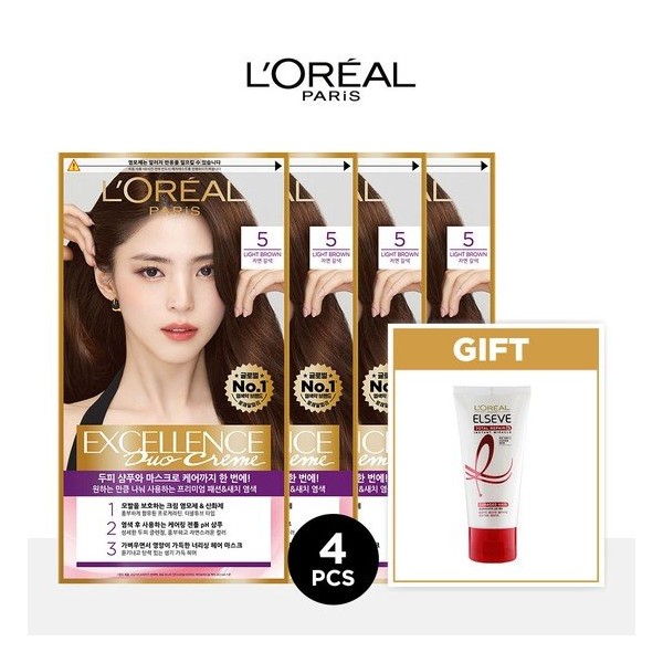 Excellence Duo Cream Hair Dye 2+2+TR5 Shampoo 170ml, 6BA (No.