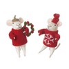 Heaven Sends Duo Of Standing Felt Mice Christmas Home Decorations