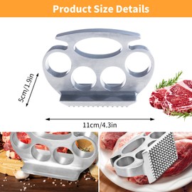 Tenderiser Meat Hammer Household Professional Kitchen Cooking Tool Handheld Ergonomic Meat Tenderiser Mallet Strong Durable Aluminum Alloy Metal Tenderiser Mallet for Steak Chicken Fish & More