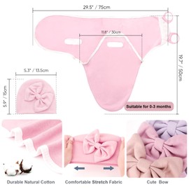AQOKKA Baby Swaddle Sleep Sacks with Big Bow Hats Cotton Adjustable Swaddle Blankets Wrap Nursery Swaddles for Newborns Boy Girl Infant 0-3 Months