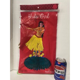 Beistle Vintage BEISTLE Hula Girl HAWAII Tiki Bar Decoration Tissue Centerpiece LARGE 14