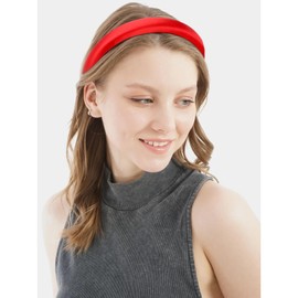 Amariver Red Headband for Women 1.2inch Satin Headbands Padded Head Bands DIY Plain Hair Band Fashion Red Hair Accessories for Women Girls