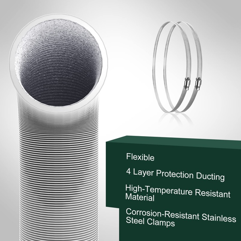 Flehomo 4Inch 25Ft Aluminum Ducting, Flexible Heavy Duty 4 Layer