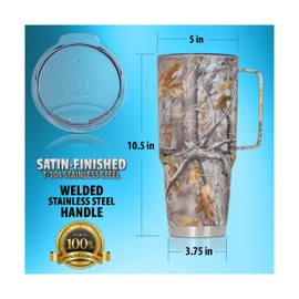 Maxam XPAC 64 Ounce Double Vacuum Wall Stainless Steel Tumbler with Lid, Stainless Steel With Handle, Camo, Fits In A 4 Inch Wide Beverage Holder