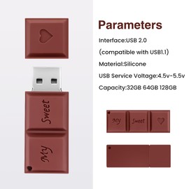 BORLTER CLAMP 128 GB USB-Flash-Laufwerk in Schokoladenform, Neuheit Memory Stick USB-Laufwerk Thumb Drive Geschenke für Externe Datenspeicherung