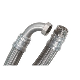 SFX® Reinforced Hose 150 cm DN19-3/4 Inch Male x 3/4 Inch Nut with 90 Degree Bend Stainless Steel Braided Flexible Hose 1500 mm