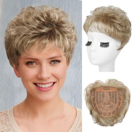 REECHO Hair Topper, Short Wiglet Hair Topper for Women with Thinning Hair Large Coverage Synthetic Top Crown Hair Piece for Women - Honey Blonde