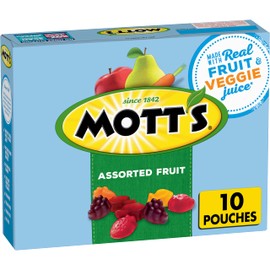 Mott's Fruit Flavored Snacks, Assorted Fruit, Pouches, 0.8 oz, 10 ct
