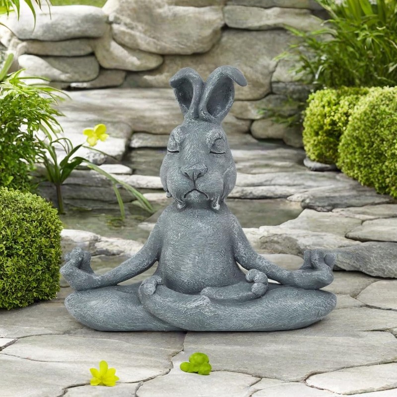 Pujipu Meditating Rabbit Statue Buddha, Zen Rabbit, Zen Garden Rabbit