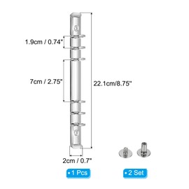 PATIKIL A5 6-Hole Ring Binder Mechanisms, 1 Set Binder Spines Replacement for Binder Planners, Silver Tone