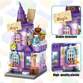 MEIEST Mini City Shop Street View Building Blocks Model Set,Creative DIY Simulation Architecture Collection Particle Construction Building Bricks Toy,Home Decoration (Magic House)
