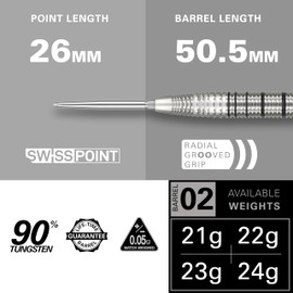 TARGET Darts EXO Edition 90% Tungsten Steel Tip Darts Set – 22g Barrel SP02 – Steel Tip Dart Sets, Swiss Point Darts with Pro Grip Shafts and No.6 Flights, SP Tool Included