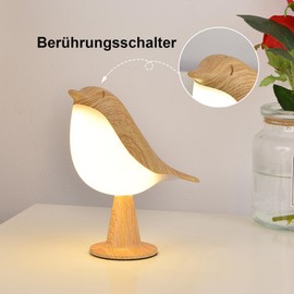 Danolt Bird Lamp, Dimmable Desk Lamp with 3 Colour Temperature and Intelligent Night Light, Night Light for Children, Cute Lamp Lamp, Table Touch Lamp