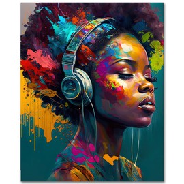 TISHIRON Paint by Numbers Adults Black Girl DIY Painting by Numbers Kits on Canvas African American Oil Hand Painting with Brushes Art Crafts 40 x 50 cm Frameless