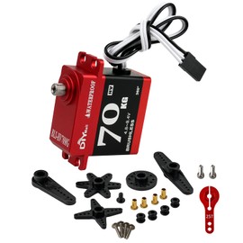 DIYmall 70kg Digital Servo Waterproof High Torque Brushless Motor Steel Gear Servo with 25T Metal Horn for 1/8 1/10 RC Car/Robot/Boat/Airplane (360 Degree Continuous Rotation)