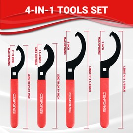 CENFORGE Cenfoge Universal Coilover Adjustment Spanner Wrench Set, 4-PC. Tool Kit for Suspension System and Shock Adjustments, with 3/8" Drive Hole, Universal Fit Most Coilovers Shocks.