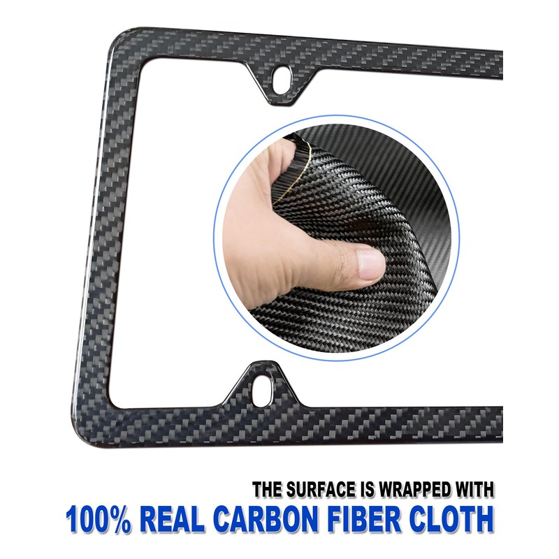 FBJTDQ Carbon Fiber License Plate Frame- Stainless Steel Car Tag