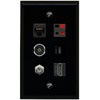 RiteAV CAT6 Coax HDMI Speaker TOSLINK USBC Flat/Solid Wall Plate [Black]