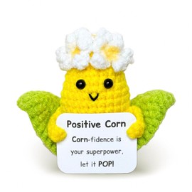 Positive Crochet Corn with Confidence Emotional Compound Pun Card, Mini Funny Popcorn Design