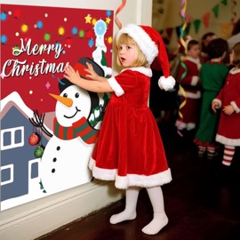Weihnachten Party Spiele Zubehör Pin The Snowman Nose Weihnachts Pin The Tail Partyspiele Aktivitäten für Kinder Aufkleber Weihnachtsparty Dekorationen Schulklassenzimmer Aktivitäten