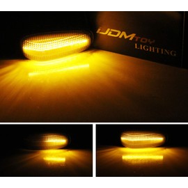 iJDMTOY Clear Lens Amber Full LED Sequential Blink Fender Side Marker Indicator Lights Compatible With Mercedes CLK SLK Class Dodge Sprinter, Powered by 20-SMD LED, Replace OEM Sidemarker Lamps