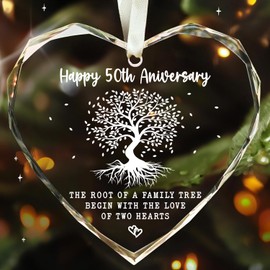 50th for Couple 3" Crystal Glass Ornament, 50 Year Gifts for A 50Th Wedding Anniversary, Christmas Mr Mrs Married Husband Wife Xmas Marriage Decorations Ornament
