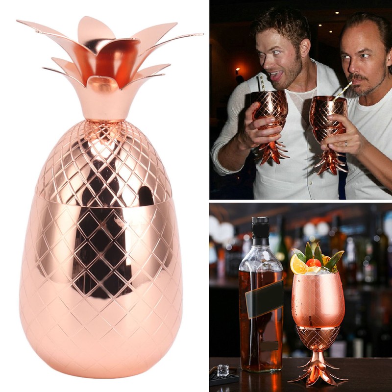 Cocktail Shaker Pineapple Shape Stainless Steel Polished Smooth Surface 500ml