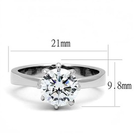 Marimor Jewelry Women's 2.04 Carat Round Solitaire Zirconia Stainless Steel Engagement Ring Size 9