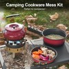 Odoland 5pcs Camping Cookware Mess Kit, Non-Stick Lightweight Pot Pan
