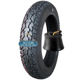 14x2.50 Ebike Tire and Tube Set with Bent Valve for Electric Bike Compatible with 2.50-10 and 60/100-10, 8-Level Design, 14X2.5 Antipuncture Neumático Camara 14 x 2.50 Off-Road All-Terrain Tread