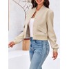 Tankaneo Womens Cropped Bomber Jackets Casual Button Down Long Sleeve