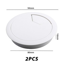 Pack of 2 White 80 mm Washers for Desk, Cut Out Cable Management Box, Plastic Cable Grommet, Cable Holes for Computer Desk, Suitable for Organising Cables