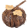 Darice Twig Pumpkin with Metal Leaves, 10-Inch, Natural