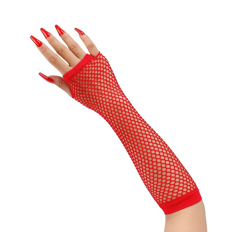 Seeksmile Women's Girls 80's Theme Party Emo Fingerless Arm Fishnet