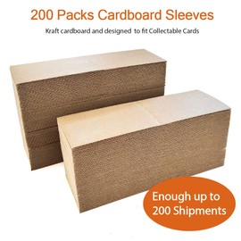 Cardboard Sleeves for Sports Card Protectors, 3" x 4.5" Corrugated Cardboard Sheets for Trading Card Folders Mail Shipping Stiffeners Cardboard Insert (200 Packs Brown)
