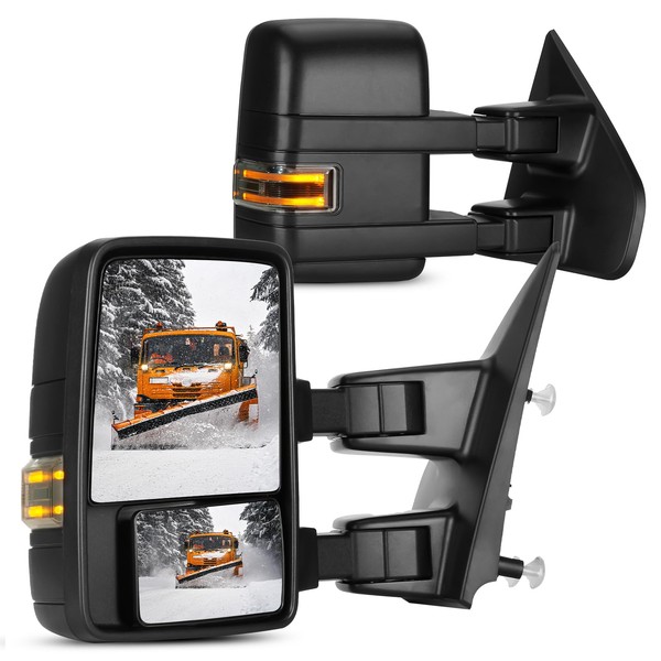 Towing Tow Mirrors for Ford F-150 Pickup 2004-2014 LED Turn Signal Light Puddle Light Heated Power Glass Manual Extending Folding