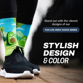 Outway You Complete Me Crew Socks, Moisture-Wicking Athletic Calf Socks with Arch Support for Men and Women, Colorful Design, Size S/M